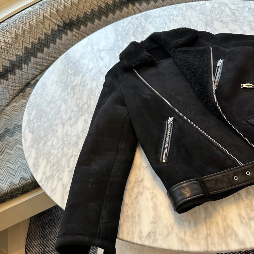 ALL SAINTS Shearling/Sheepskin Coat - Picture 2 of 10